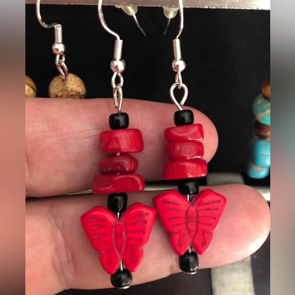 Artisan Handmade with love, dangling gorgeous beaded earrings.  One of a kind.